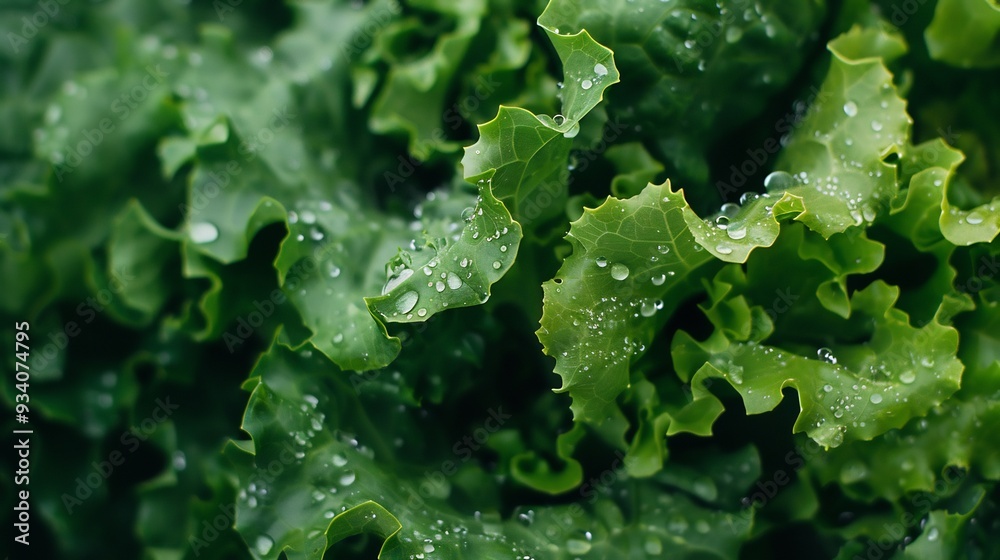 Green Lettuce with Dew Drops Green Lettuce with Dew Drops