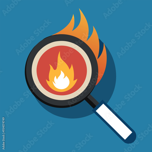 Magnifying Glass Starting Fire Vector Illustration