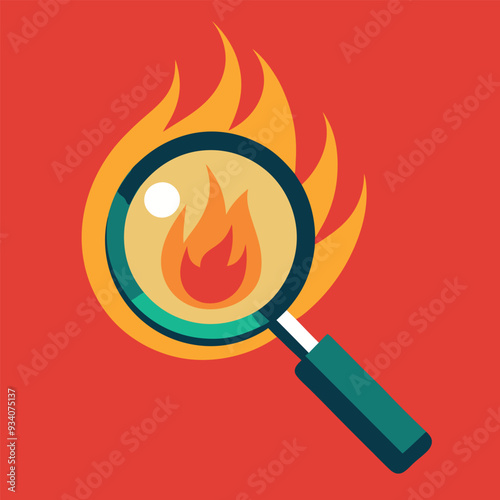 Magnifying Glass Starting Fire Vector Illustration