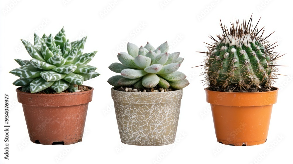 Three Succulents in Pots Three Succulents in Pots