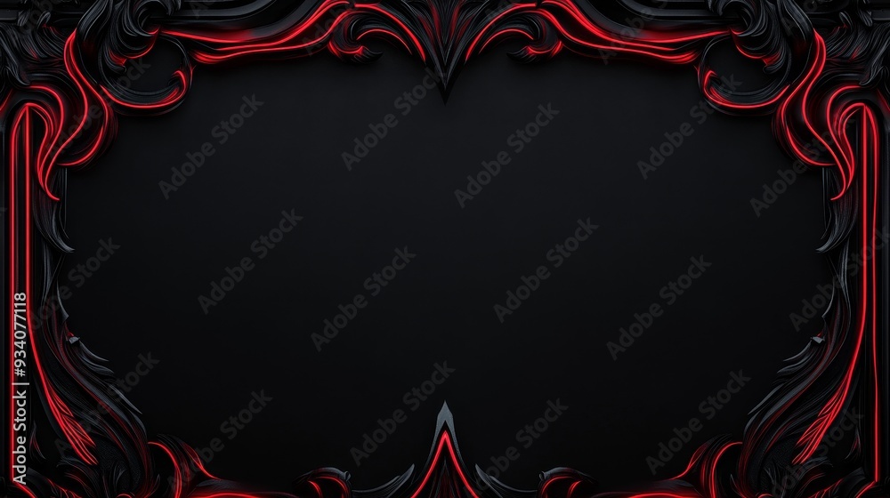 A decorative black and red frame with intricate designs, suitable for showcasing artwork or text. A decorative black and red frame with intricate designs, suitable for showcasing artwork or text.