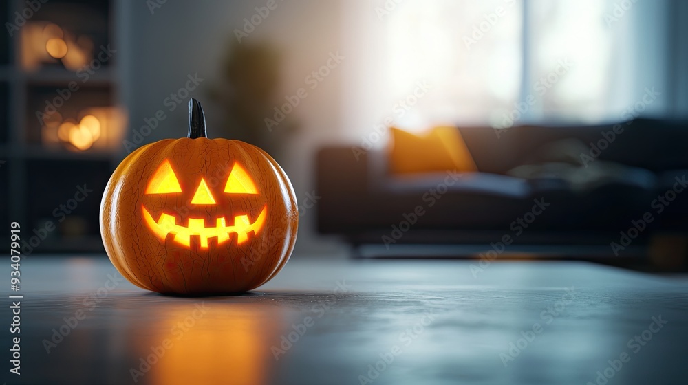 A glowing Halloween pumpkin with a cheerful face, perfect for autumn celebrations and festive decorations. A glowing Halloween pumpkin with a cheerful face, perfect for autumn celebrations and festive decorations.
