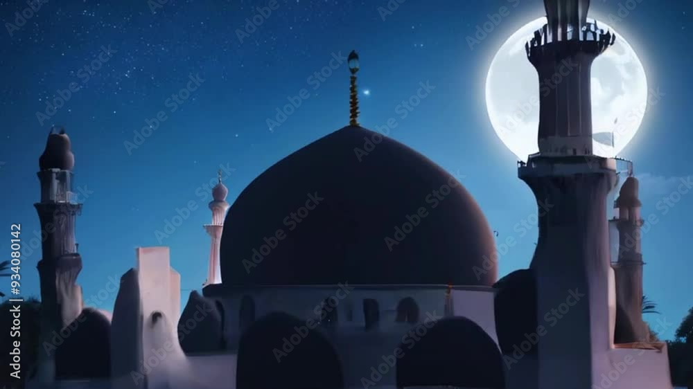 mosque in the night colorful lights HD resolution with hyper realistic 4K Background.