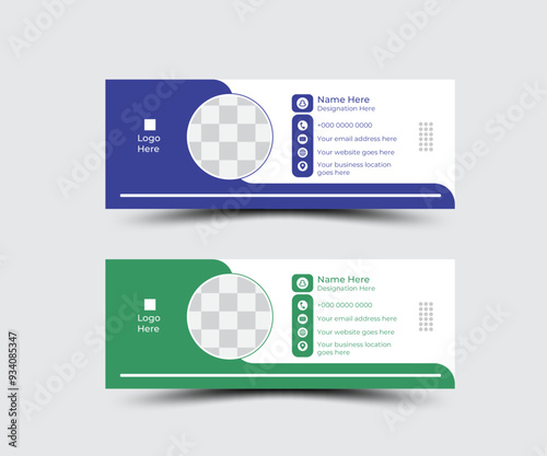 Corporate email signature design template  made with abstract shapes