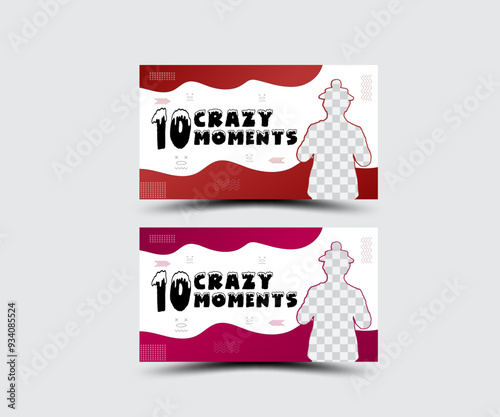 Funny youtube thumbnail  design layout made with abstract shapes