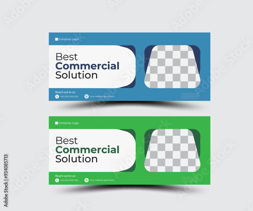Corporate Facebook cover design made with abstract shapes and multiple colors.