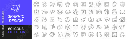 Graphic design line icons collection. Thin outline icons pack. UI icon collection. Set of line web pictogram photo