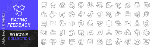 Rating and feedback line icons collection. Thin outline icons pack. UI icon collection. Set of line web pictogram
