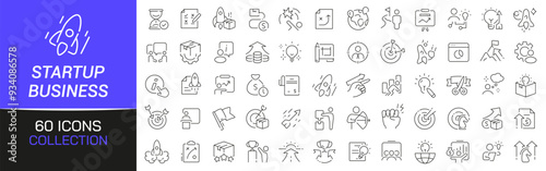 Startup and business line icons collection. Thin outline icons pack. UI icon collection. Set of line web pictogram