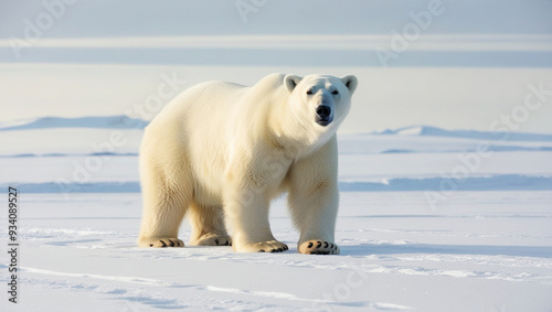 polar bear on snow plains