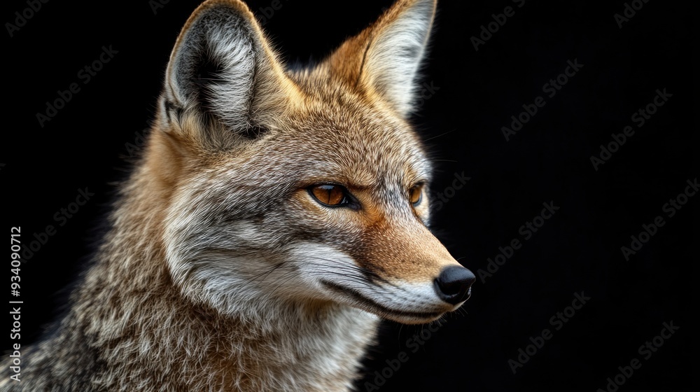 Close-Up Portrait of a Coyote with Striking Amber Eyes Close-Up Portrait of a Coyote with Striking Amber Eyes