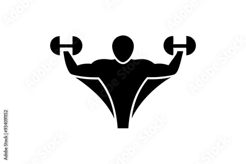 The fitness logo icon vector silhouette on a white background