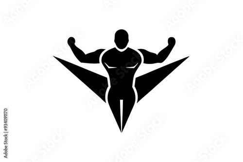 The fitness logo icon vector silhouette on a white background