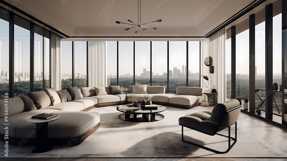 A luxurious penthouse with floor-to-ceiling windows and stunning views
A luxurious penthouse with floor-to-ceiling windows and stunning views