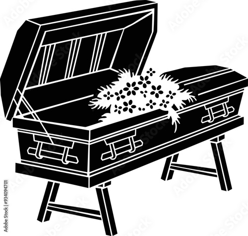 Open Coffin with Flowers