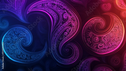 A vibrant abstract design featuring swirling patterns in shades of blue, purple, and pink, creating a mesmerizing visual effect.