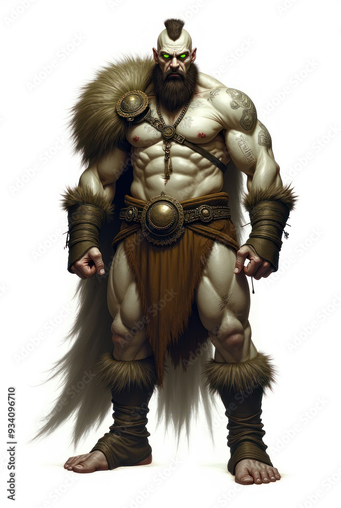 Glowing-Eyed Barbarian Warrior , dark fantasy aesthetic, high-detail illustration, epic fantasy artwork, character concept art, rich color palette, dark and gritty style. Glowing-Eyed Barbarian Warrior , dark fantasy aesthetic, high-detail illustration, epic fantasy artwork, character concept art, rich color palette, dark and gritty style.