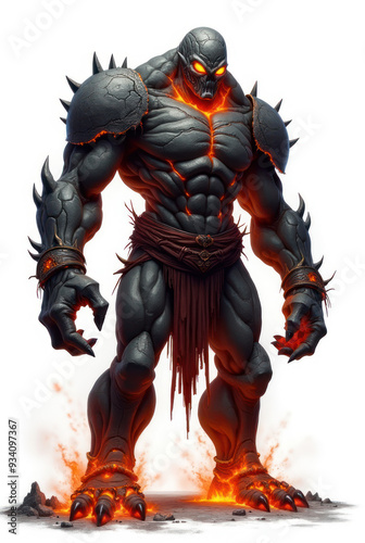 Lava-Infused Obsidian Golem , dark fantasy aesthetic, high-detail illustration, epic fantasy artwork, character concept art, rich color palette, dark and gritty style.