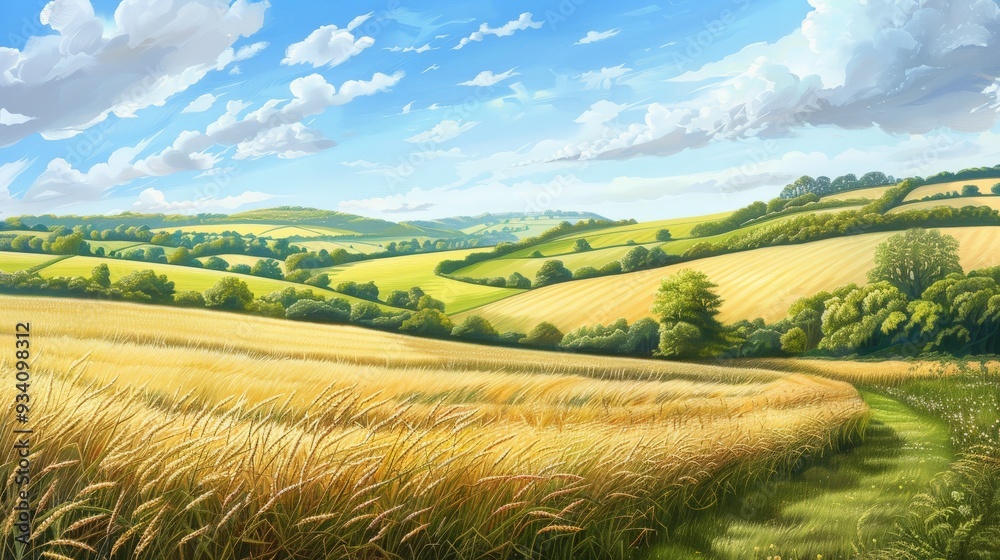 Rolling Hills and Golden Wheat Field. Rolling Hills and Golden Wheat Field.