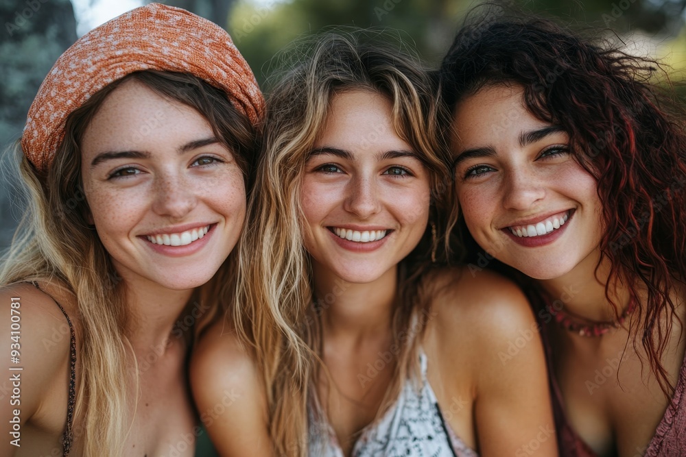 Portrait of friends smiling, Generative AI Portrait of friends smiling, Generative AI