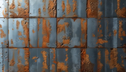 The simple metal wall has rust and wear on the surface, showing traces of time.