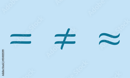 Equal to, not equal to and equal approximately symbol in mathematics