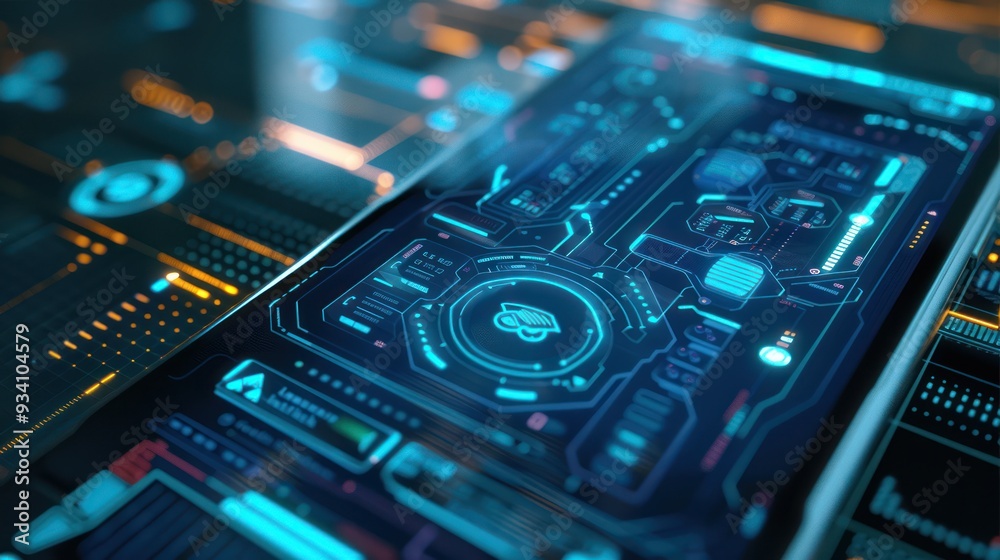 Futuristic User Interface with Blue and Orange Accents Futuristic User Interface with Blue and Orange Accents