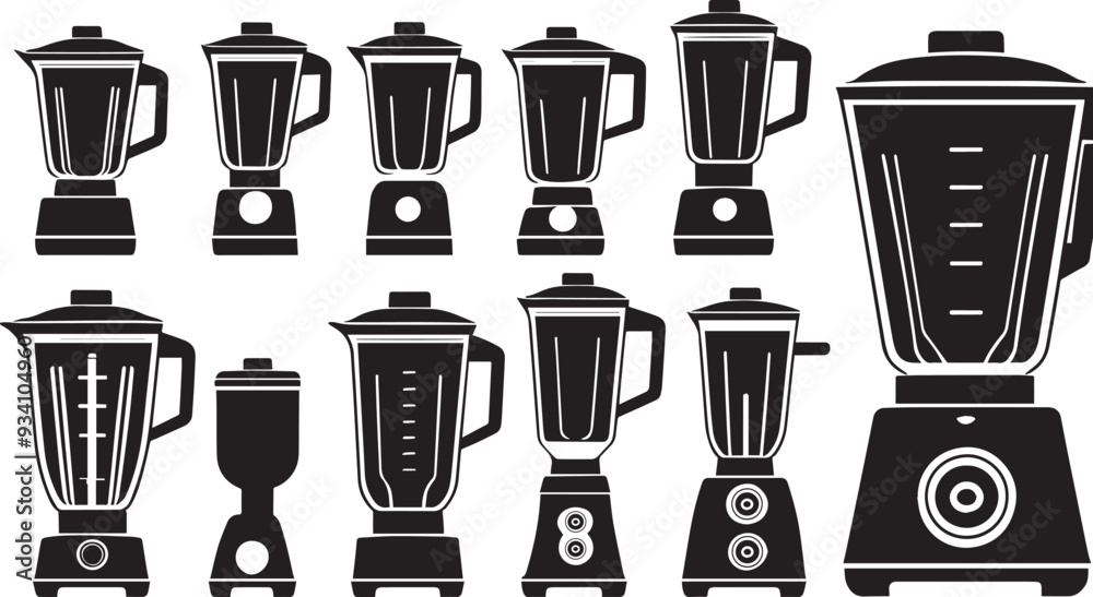 Fototapeta premium Set of blender silhouette isolated on white background collection
