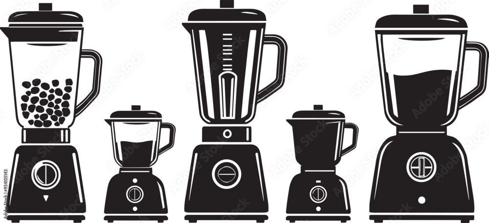 Set of blender silhouette isolated on white background collection