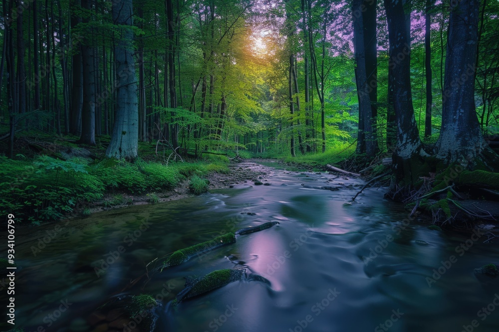 Fototapeta premium Pine tree and lake in Kiyosumi-Park. Beautiful simple AI generated image