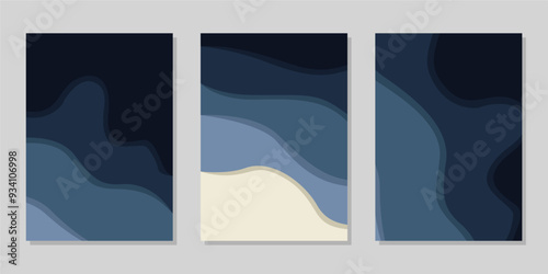 Cover or flyer template with abstract paper cut background, Vector template in carving art style