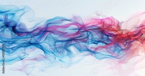 A dynamic blend of colorful smoke waves flowing gracefully, creating an abstract visual effect.