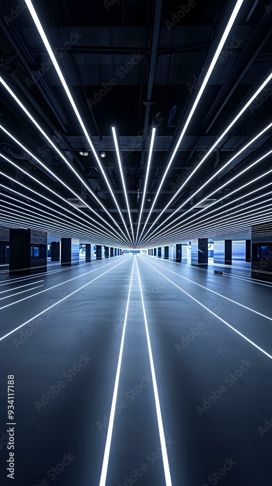 Obraz premium Abstract Lines in Dark Hallway