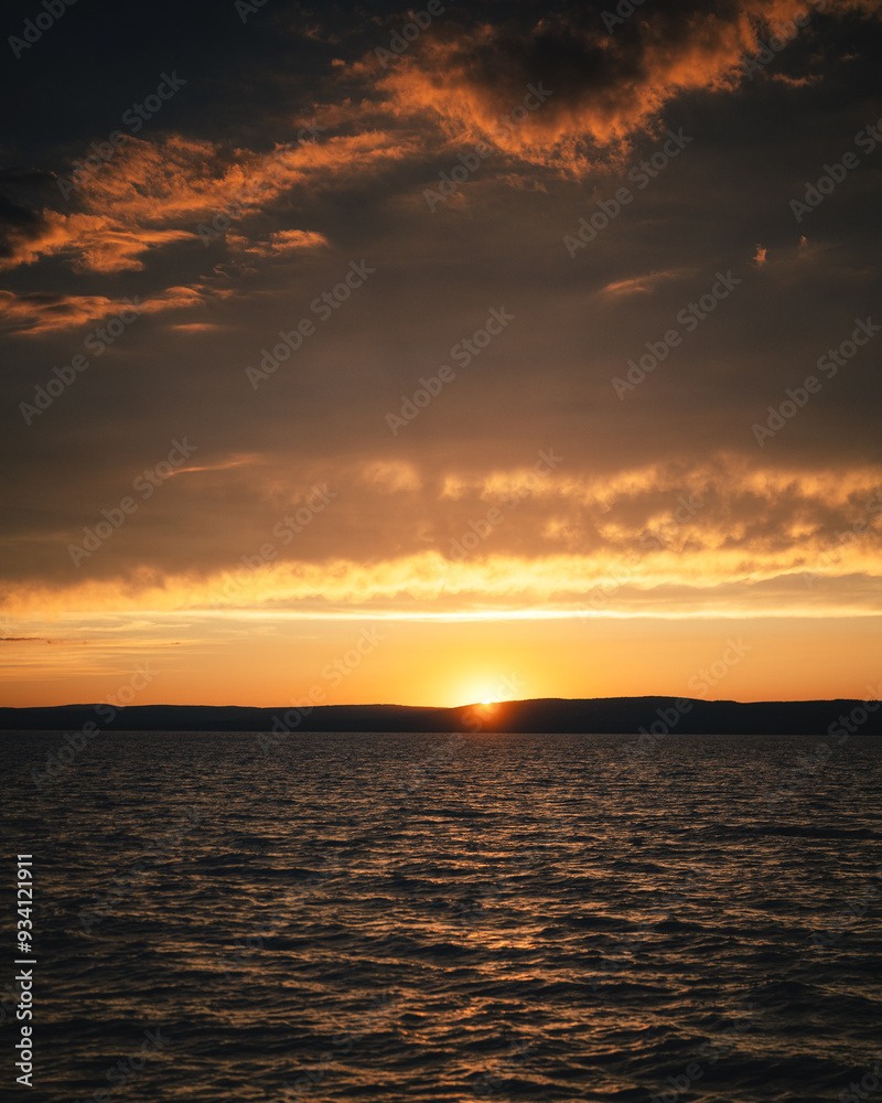 Fototapeta premium Amazing sunset over lake Balaton in summer