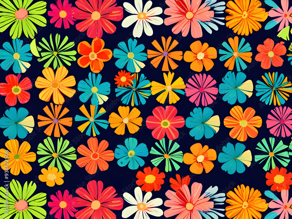 Fototapeta premium seamless pattern with flowers,Ai generated 