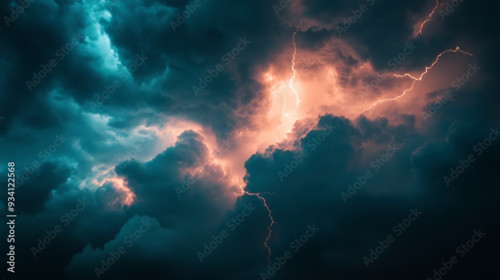 Vibrant lightning patterns in storm clouds Vibrant lightning patterns in storm clouds