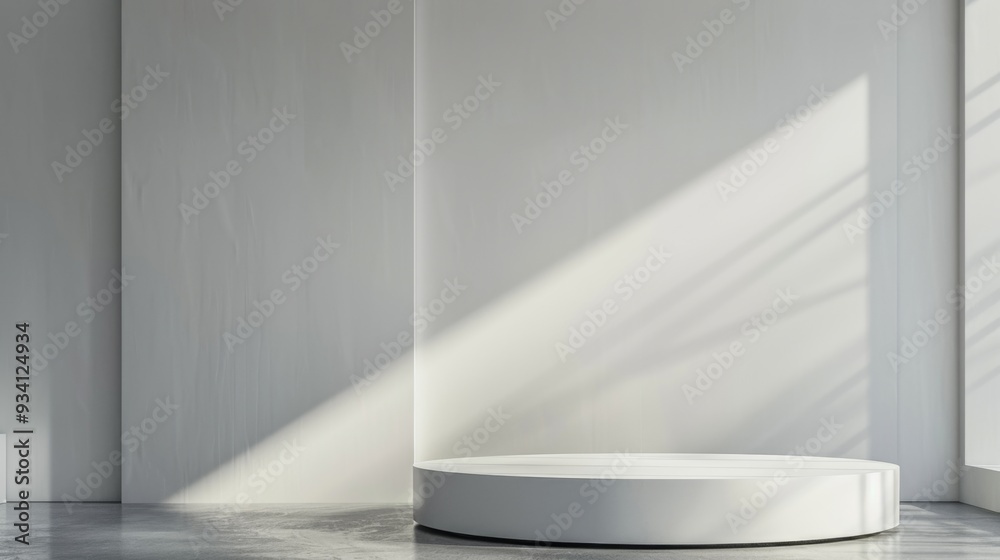 Fototapeta premium Elegant Minimalist Podium in Sunlit Modern Interior