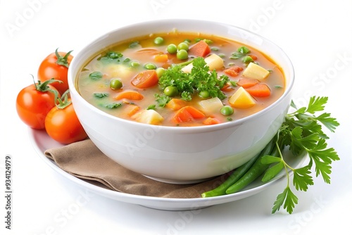 Vegetable soup isolated on a white background