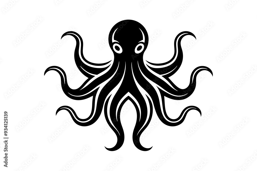 Octopus logo vector silhouette on a white background