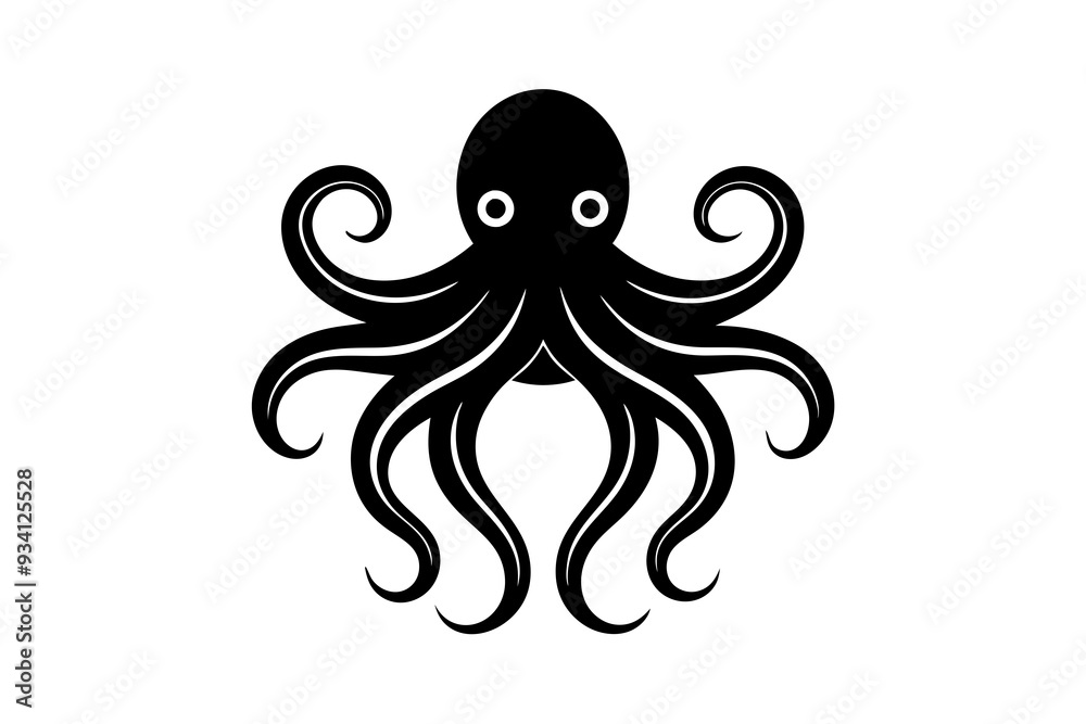 Octopus logo vector silhouette on a white background