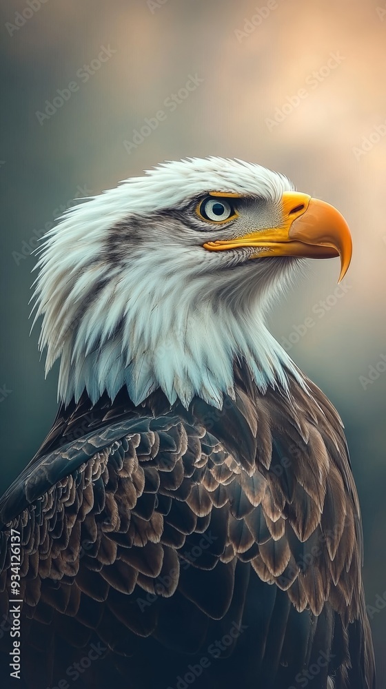 Bald eagle close-up portrait, detailed feathers, majestic pose. Wildlife photography concept Bald eagle close-up portrait, detailed feathers, majestic pose. Wildlife photography concept