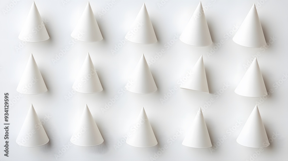 Cones on White Background, Abstract Image, Texture, Pattern, Wallpaper, Cover and Screen of Smartphone, Cell Phone, Computer, Laptop, 9:16 and 16:9 Format