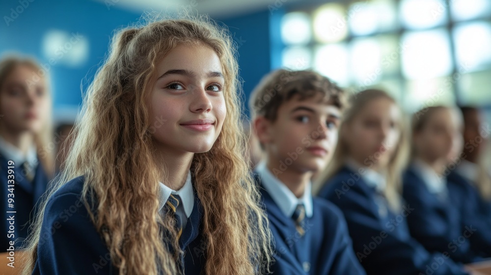 Students actively participate in a classroom discussion, radiating enthusiasm and engagement while seated in their smart uniforms Students actively participate in a classroom discussion, radiating enthusiasm and engagement while seated in their smart uniforms