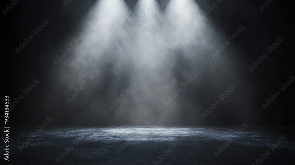 Fototapeta premium A dark, moody background with a spotlight effect in the center, ideal for highlighting text