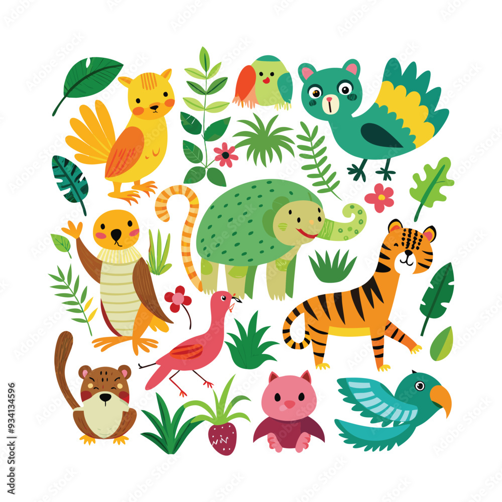 set of animals character vector illustrations set of animals character vector illustrations