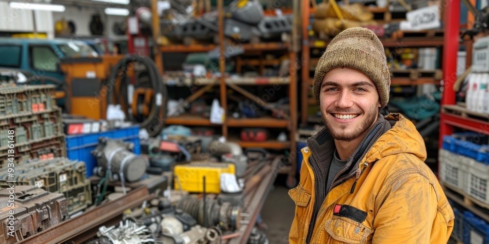 Smiling Mechanic in a Workshop Smiling Mechanic in a Workshop