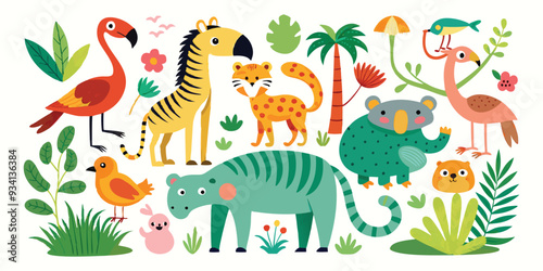 set of animals character vector illustrations