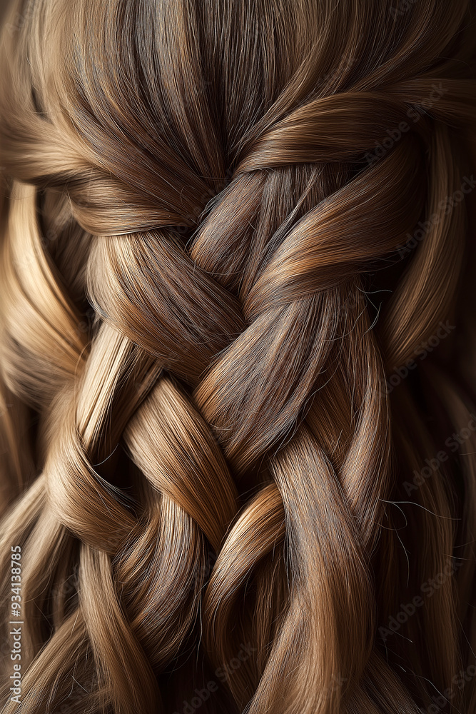 Close-up of intricate braids in a woman's hair, highlighting the detailed patterns and textures. Close-up of intricate braids in a woman's hair, highlighting the detailed patterns and textures.