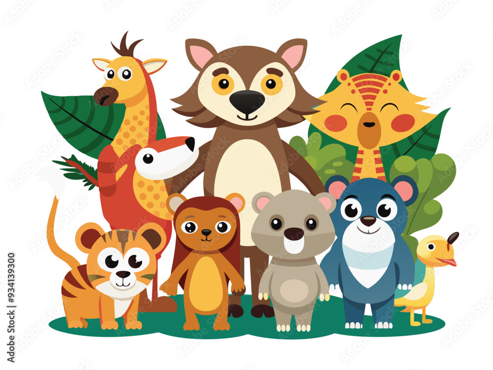 set of animals character vector illustrations set of animals character vector illustrations