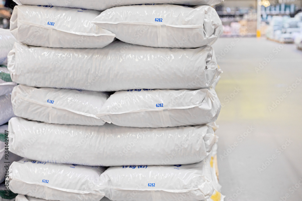 planting soil is packaged in bags in the supermarket. Vegetable garden and farm planting soil is packaged in bags in the supermarket. Vegetable garden and farm